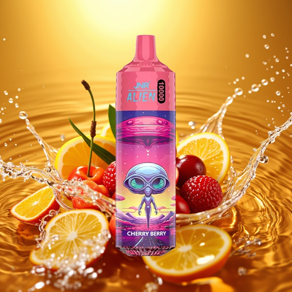 JNR Alien 10000 Puffs 850mAh 1.2Ohm Tipo-C LED Cereja Frutos Vermelhos