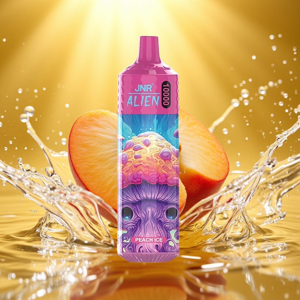 JNR Alien 10000 Puffs 850mAh RGB Pêssego Gelo 20ml Type-C 1.2Ohm Mesh 0-2-5%