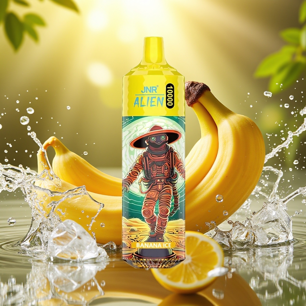 JNR Alien 10000 Puffs Banana Gelo 850mAh 20ml Tipo-C LED RGB 1.2 Ohm Mesh 0%-2%-5%