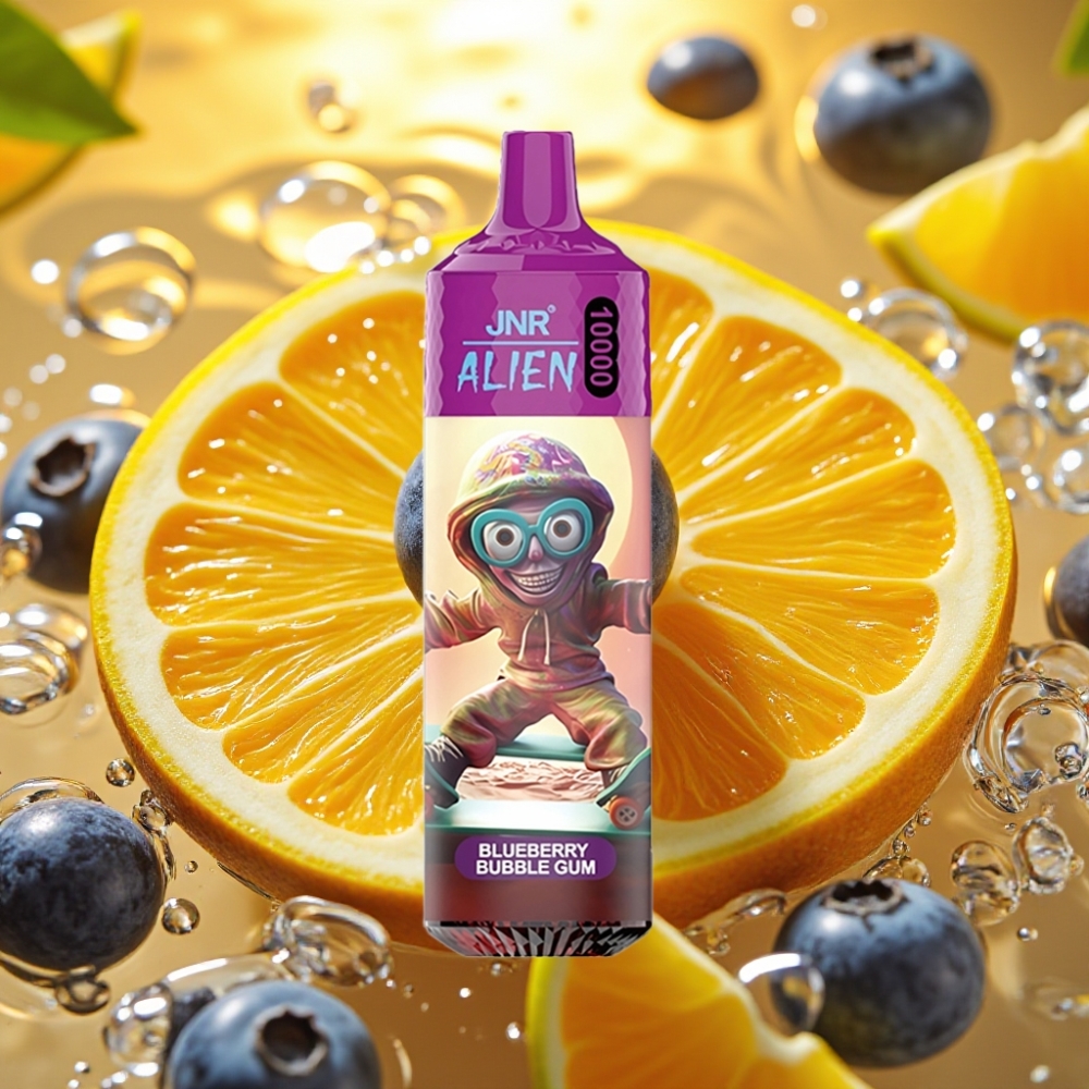 JNR Alien 10000 Puffs Disposable Vape 850mAh 1.2 Ohm Tipo-C RGB Goma de Mirtilo Azul