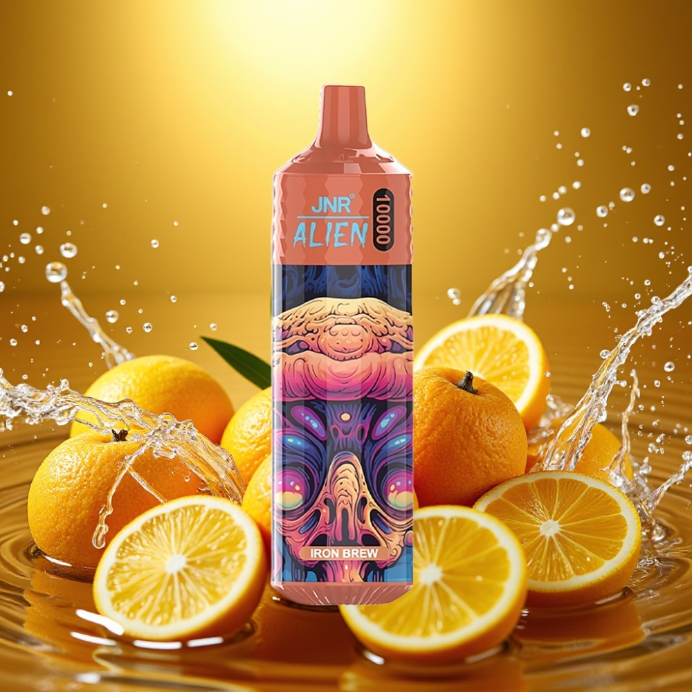 JNR Alien 10000 Puffs Disposable Vape 850mAh Tipo-C Carga Rápida LED RGB Sabor Refresco de Ferro