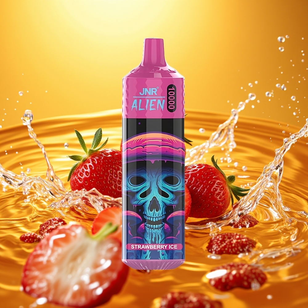 JNR Alien 10000 Puffs RGB LED Tipo-C Morango Gelo 850mAh 20ml 1.2 Ohm Mesh