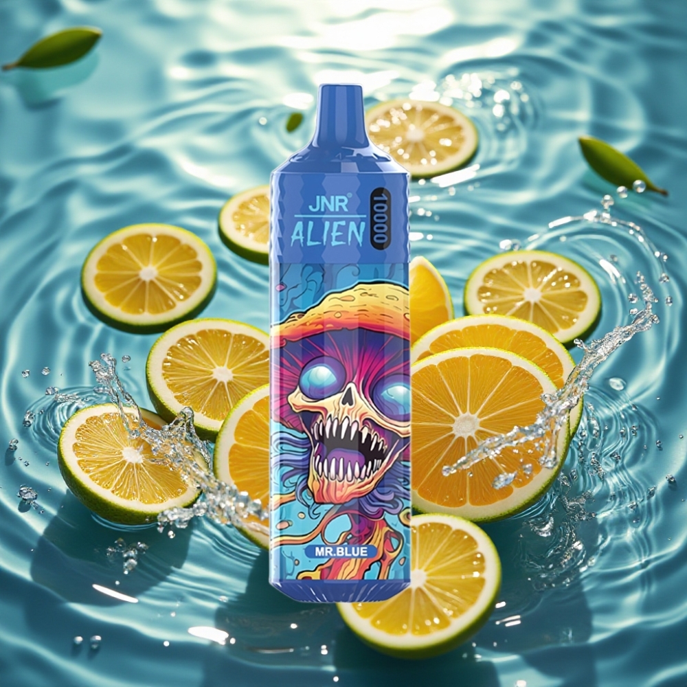 JNR Alien 10000 Puffs distributor Portugal 850mAh 1.2Ohm RGB Tipo-C Azul Claro