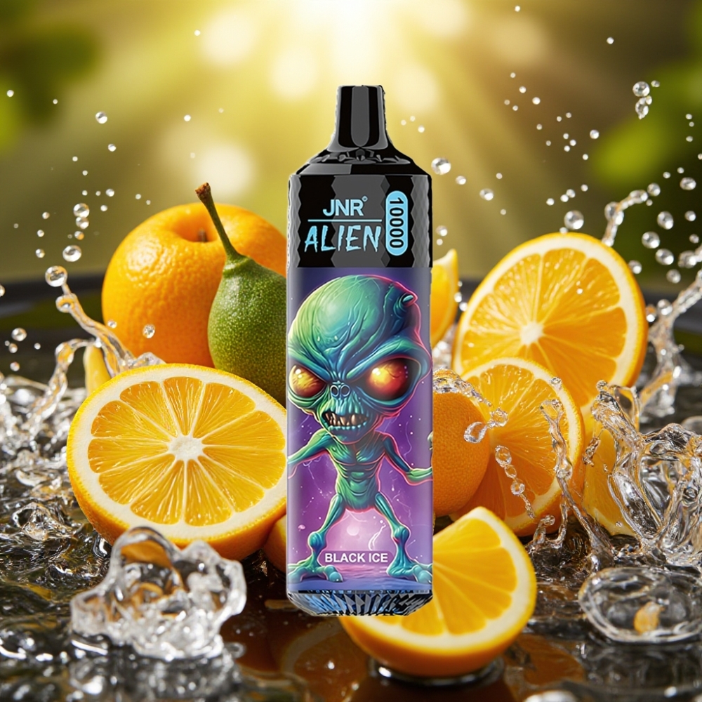 JNR Alien 10000 Puffs distributor Portugal RGB LED Tipo-C 850mAh 20ml Gelo Preto