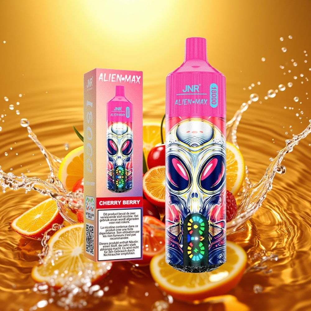 JNR Alien Max 18000 Puffs LED Dual Mesh 28ml Cereja e Frutas Silvestres