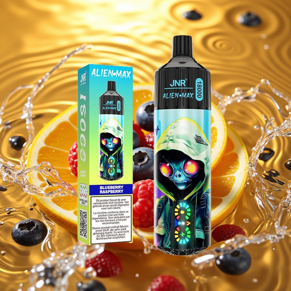 JNR Alien Max 18000 Puffs LED Dual Mesh 28ml Mirtilo Framboesa