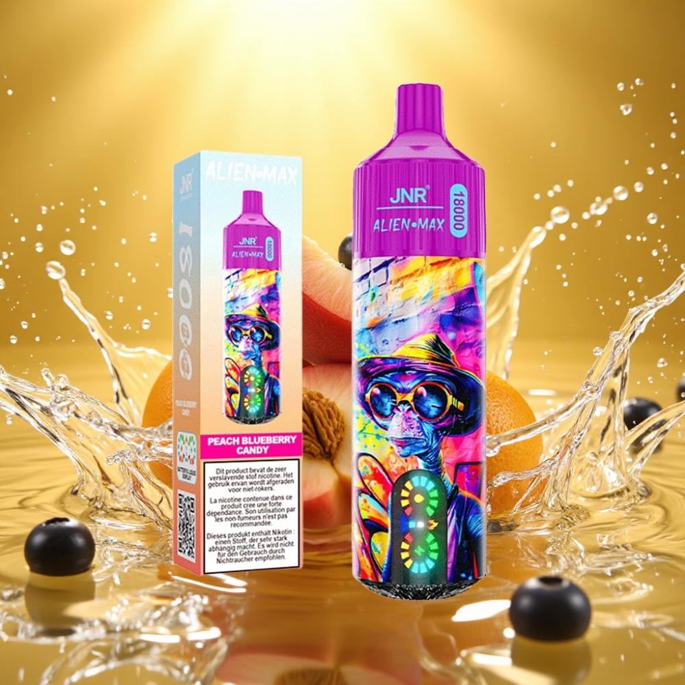 JNR Alien Max 18000 Puffs LED Dual Mesh 28ml Pêssego Blueberry Doce