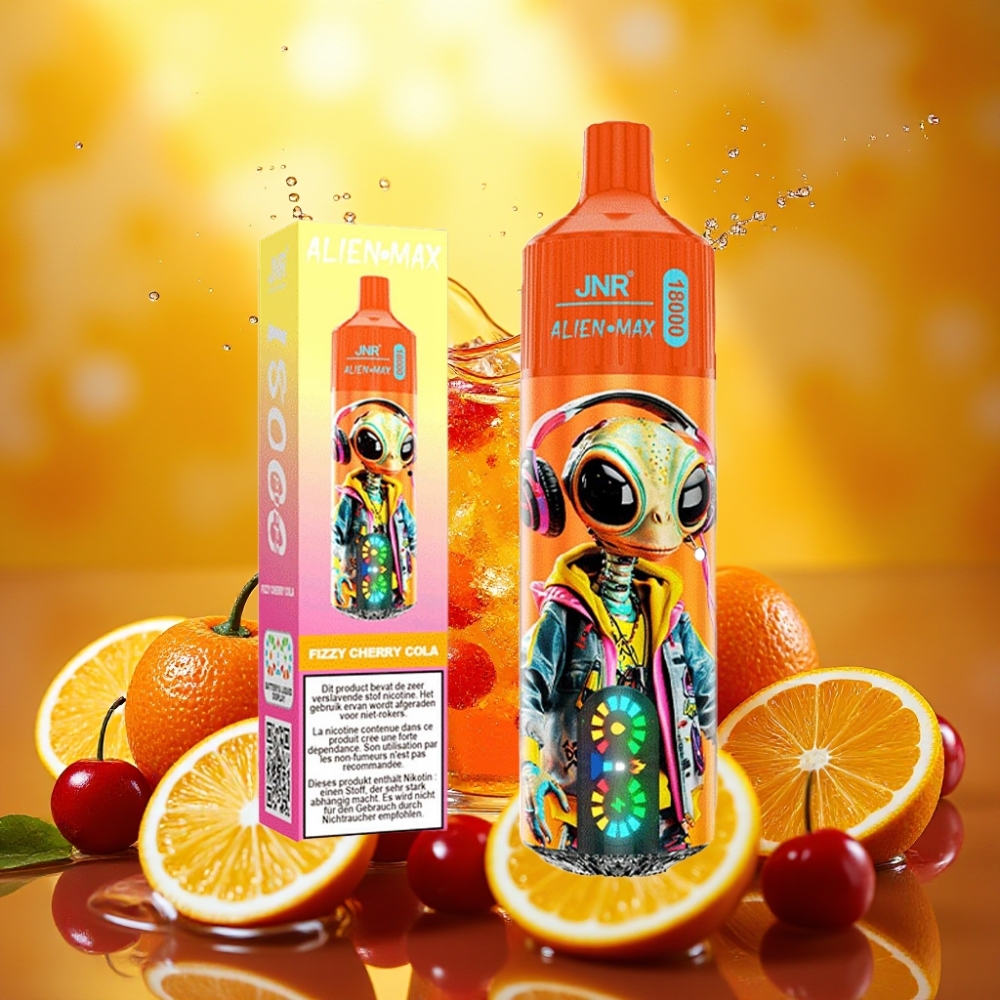 JNR Alien Max 18000 Puffs LED Dual Mesh 28ml Tipo-C Cereja Cola Fizz