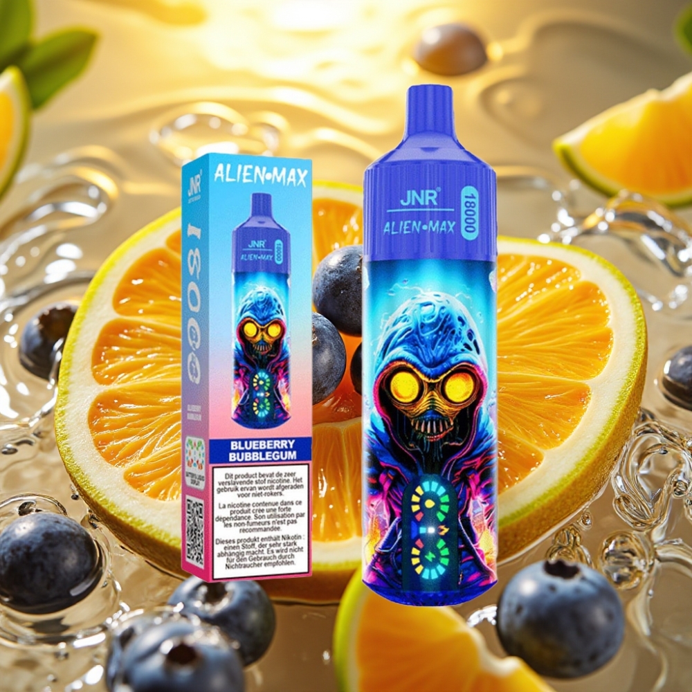 JNR Alien Max 18000 Puffs LED Dual Mesh 28ml Tipo-C Mirtilo Chiclete