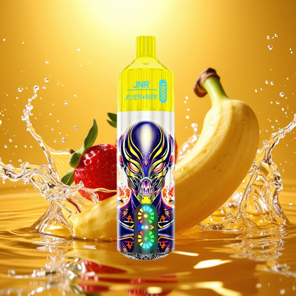 JNR Alien Max 18000 Puffs LED Dual Mesh Morango Banana 28ml Tipo-C 850mAh