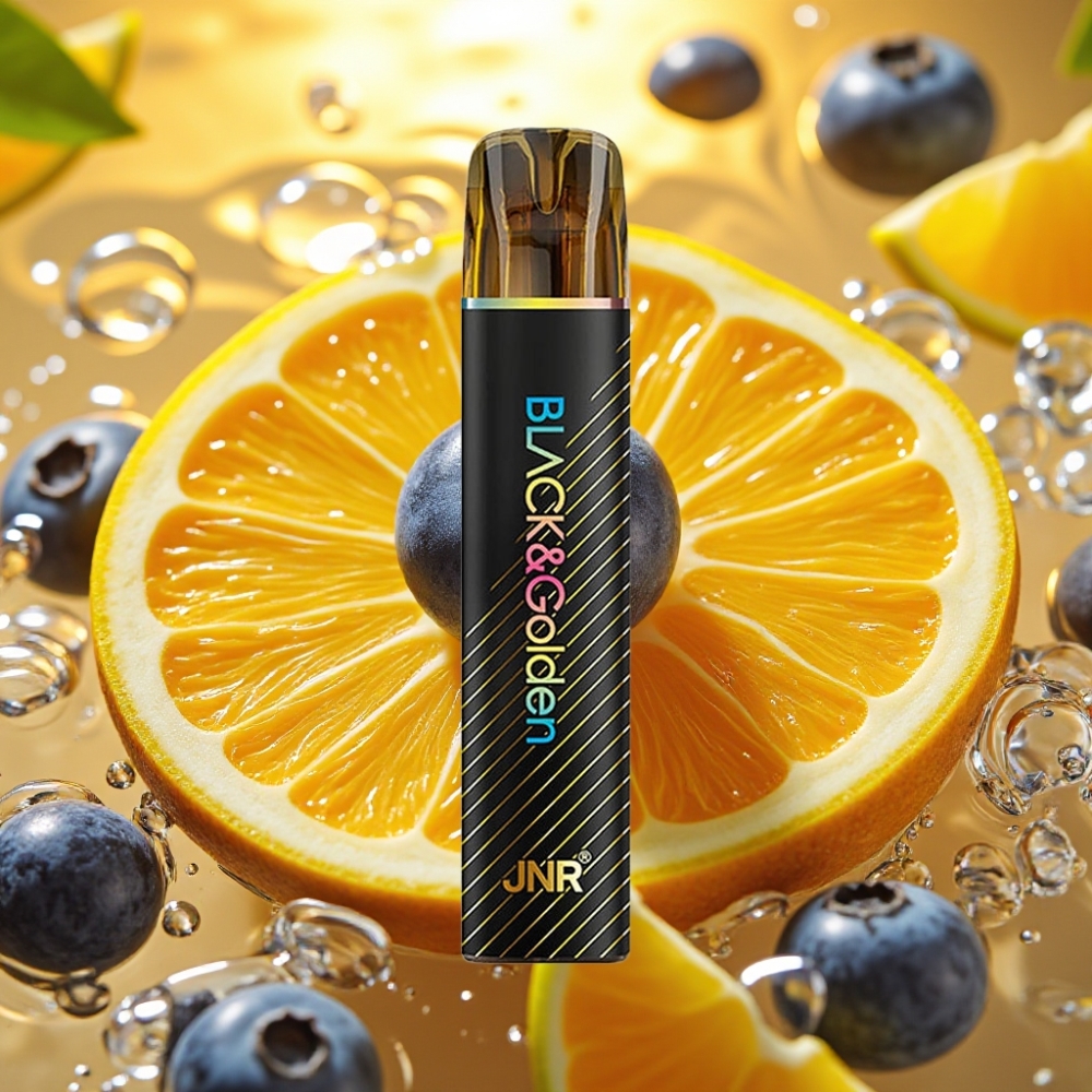JNR Black&Golden 800 Puffs 550mAh 2ml TPD Sem Carga 2% Nicotina Mirtilo Chiclete