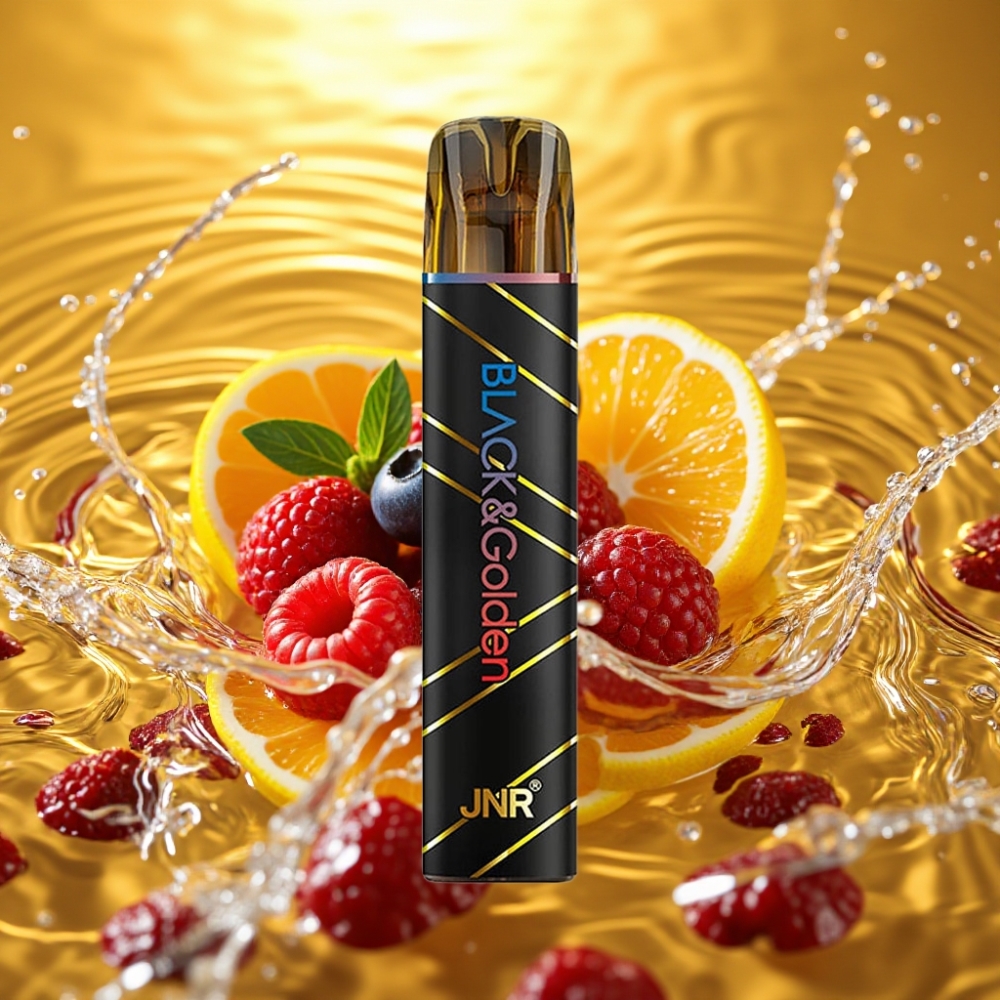 JNR Black&Golden 800 Puffs 550mAh 2ml TPD Sem Recarga 2% Nic Mirtilo Framboesa Azeda