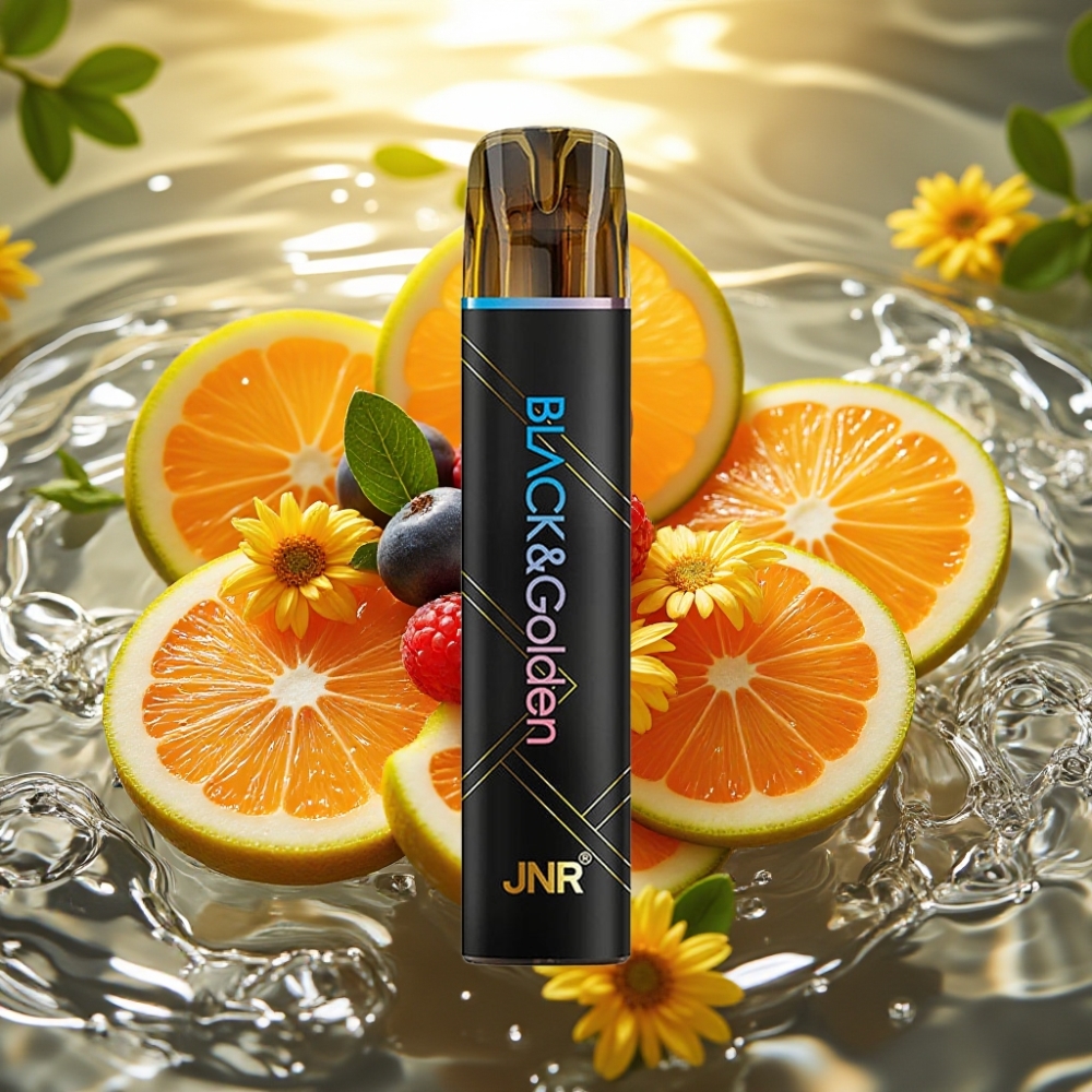 JNR Black&Golden 800 Puffs Disposable Vape 550mAh 2ml TPD Sem Recarga Azul Framboesa Cereja 2% Nic