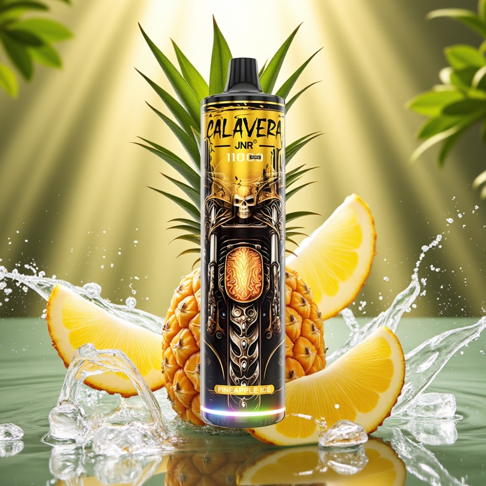 JNR Calavera 11000 Puffs Recarregável Tipo-C 850mAh 21ml 1.0ohm Abacaxi Gelo JNR Calavera 11000 Puffs Recarregável Tipo-C 850mAh 21ml 1.0ohm Abacaxi Gelo