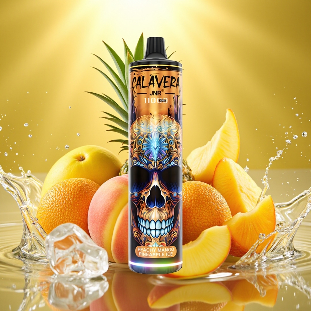 JNR Calavera 11000 Puffs USB-C 850mAh 21ml 1.0ohm Pêssego Manga Abacaxi Gelo