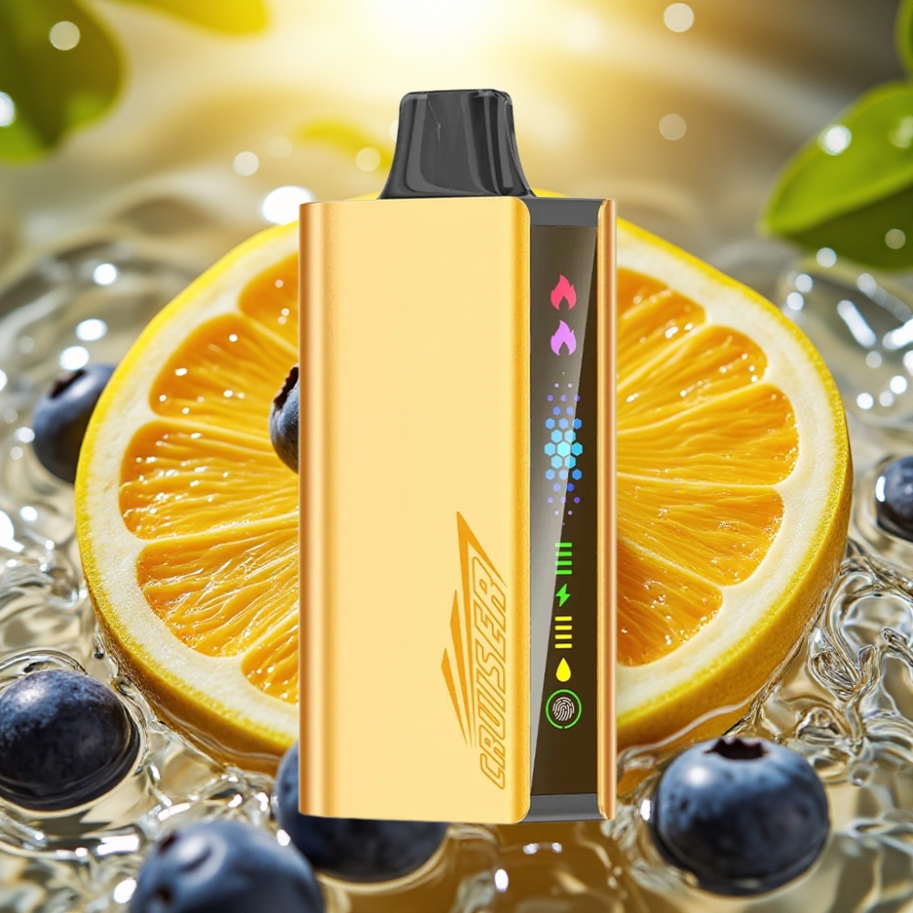 JNR Cruiser 12000 Puffs Sem-Carga Vape Descartável Explosão de Mirtilo 3500mAh 25ml 1.2ohm Dual Mesh Tela Animada Toque Metal