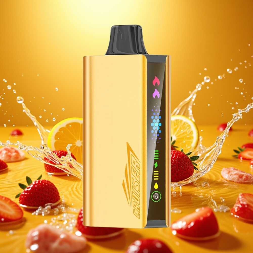 JNR Cruiser 12000 Puffs Sem Recarga Disposable Vape Chupa Chups Morango Tela Animação Toque Digital 3500mAh