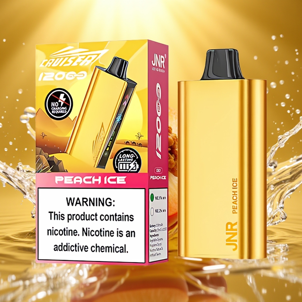 JNR Cruiser 12000 Puffs Sem Recarga Vape Pêssego Gelo Tela Animação Toque Digital Duplo Modo