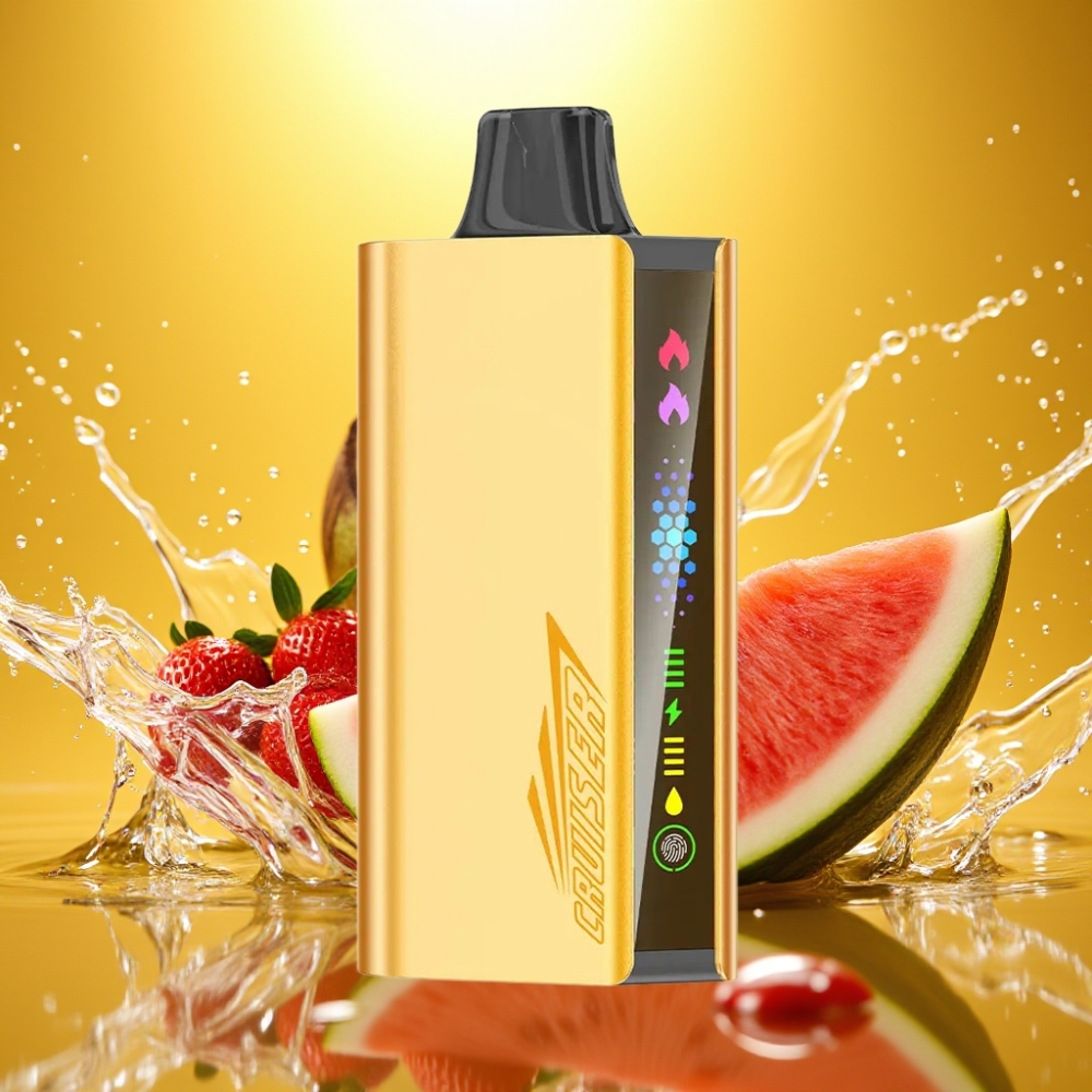 JNR Cruiser 12000 Puffs Sem Recarga Vape Tela Animada Toque Duplo Metal Morango Coco Melancia