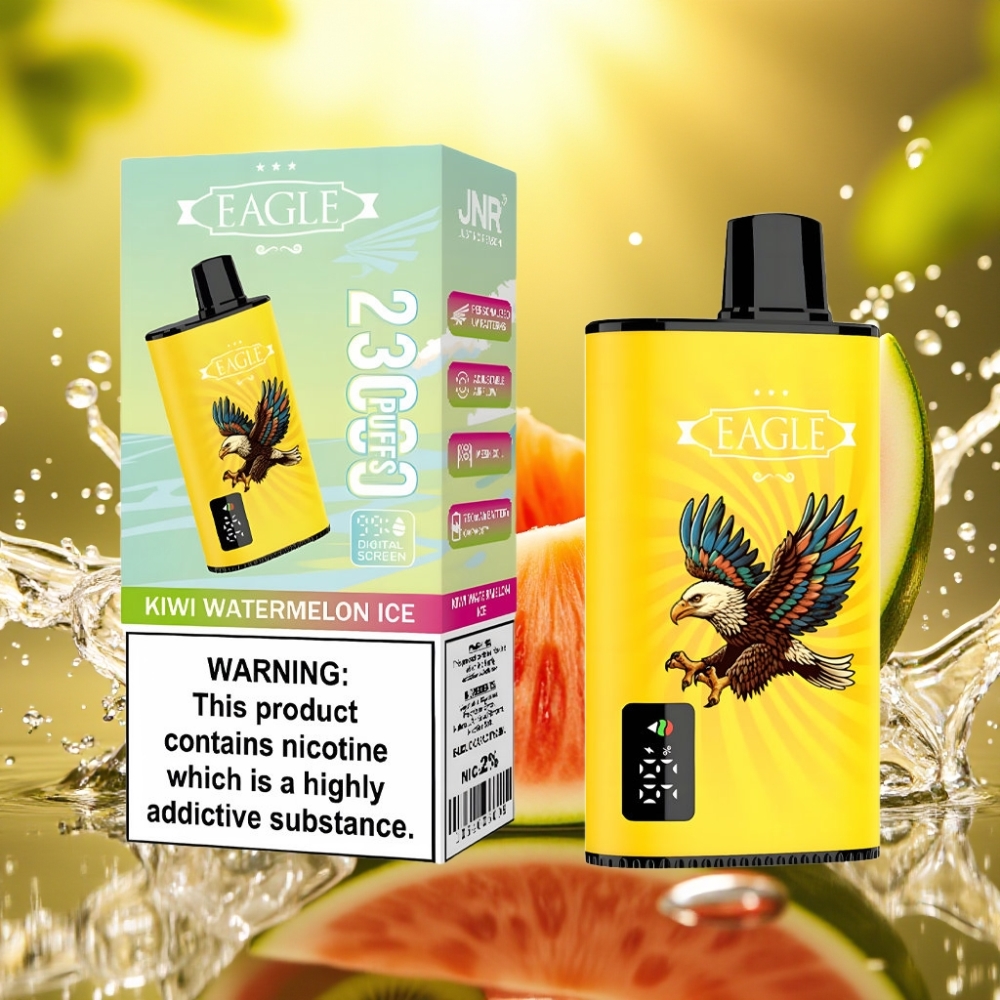 JNR EAGLE Smart 23000 Puffs Digital Screen 1.0ohm Mesh Coil Ajustável Kiwi Melancia Gelo