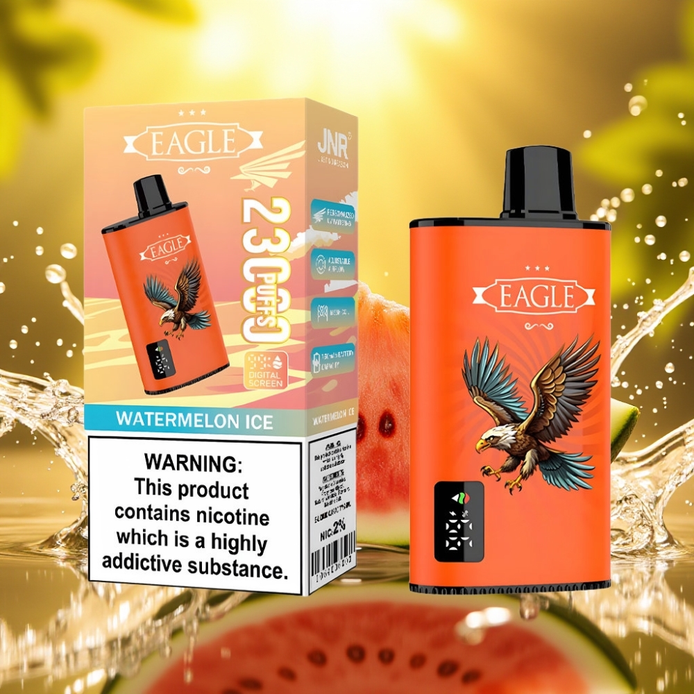 JNR EAGLE Smart 23000 Puffs Disposable Vape Tela Digital 1.0ohm Malha Fluxo Ajustável 750mAh Melancia Gelada