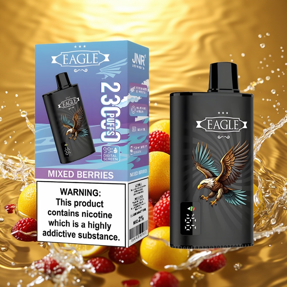 JNR EAGLE Smart 23000 Puffs Disposable Vape Tela Digital Bobina Mesh 1.0ohm Fluxo de Ar Ajustável 750mAh 25ml Frutas Silvestres