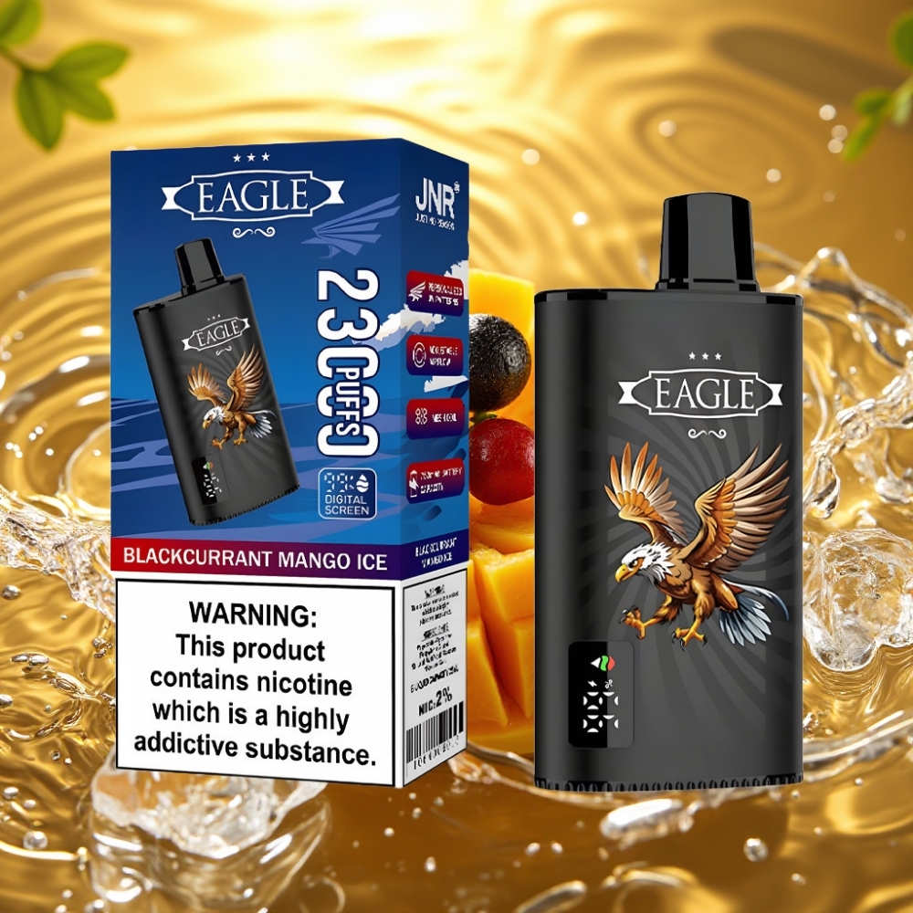 JNR EAGLE Smart 23000 Puffs Disposable Vape Tela Digital Bobina Mesh 1.0ohm Fluxo de Ar Ajustável Groselha Manga Gelo