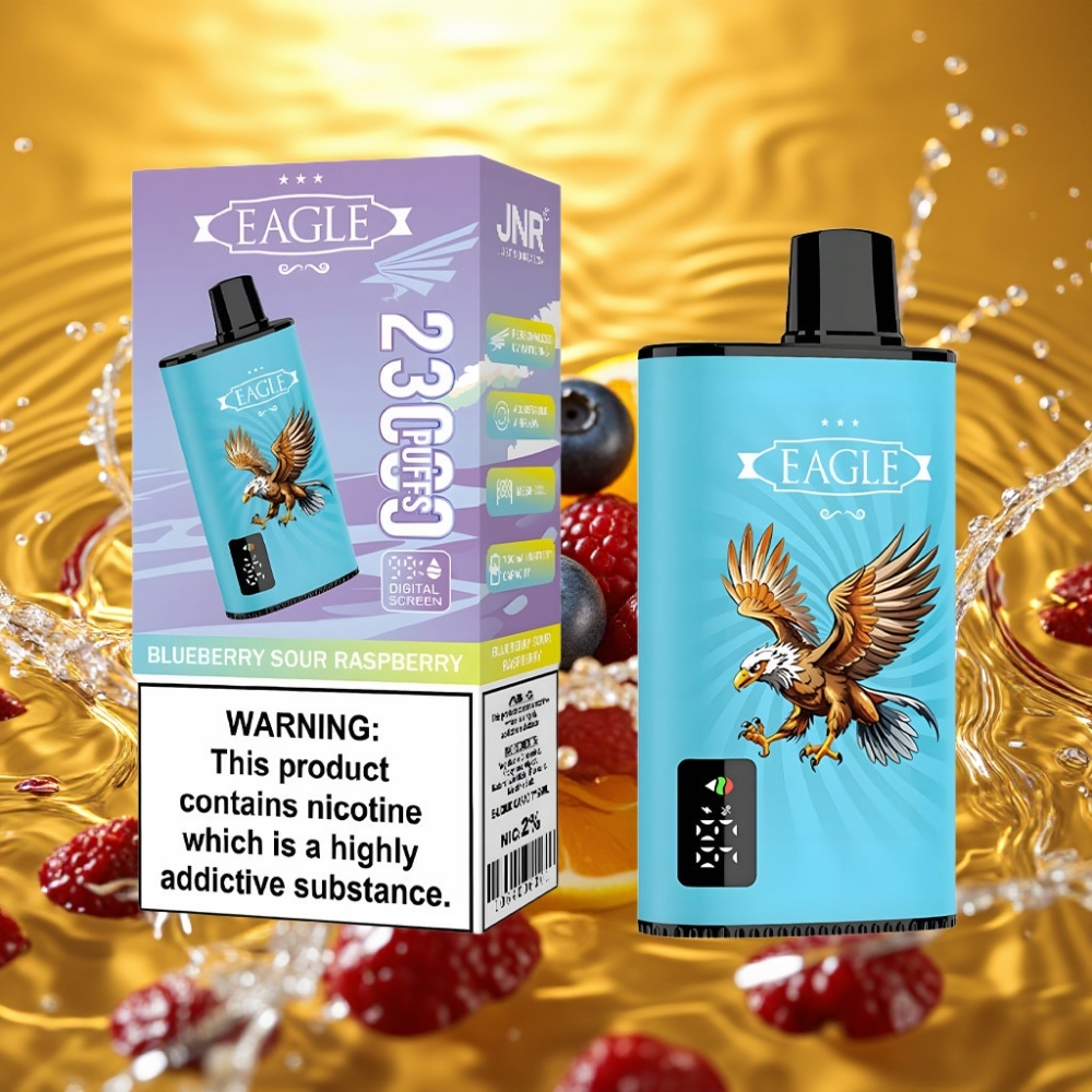 JNR EAGLE Smart 23000 Puffs Tela Digital 1.0ohm Mesh Fluxo Ajustável 750mAh Type-C 25ml Mirtilo Framboesa Azeda