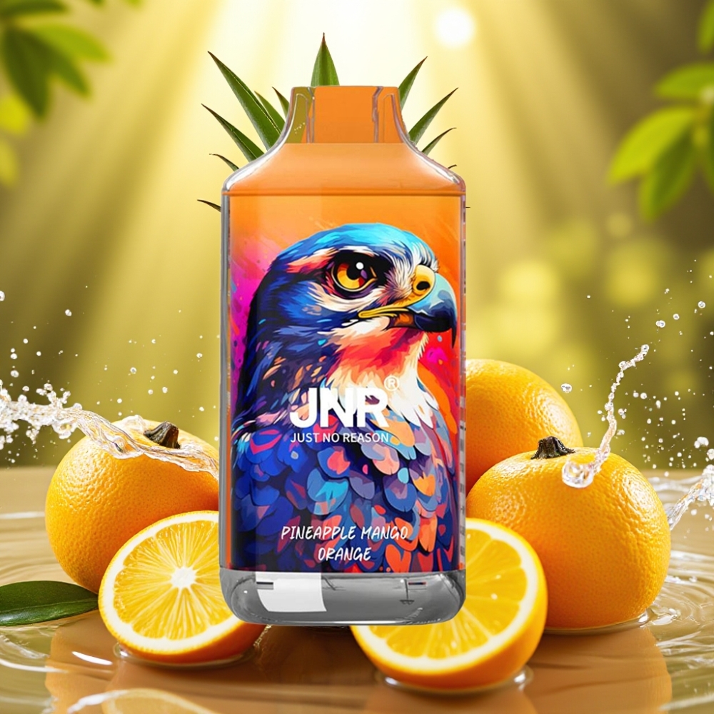 JNR Falcon 16000 Puffs 850mAh 22ml Dual Mesh Tipo C & LED Abacaxi Manga Laranja JNR Falcon 16000 Puffs 850mAh 22ml Dual Mesh Tipo C & LED Abacaxi Manga Laranja