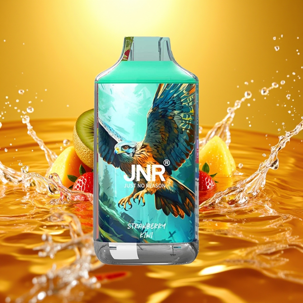 JNR Falcon 16000 Puffs 850mAh 22ml Dual Mesh Tipo C & LED Morango Kiwi JNR Falcon 16000 Puffs 850mAh 22ml Dual Mesh Tipo C & LED Morango Kiwi