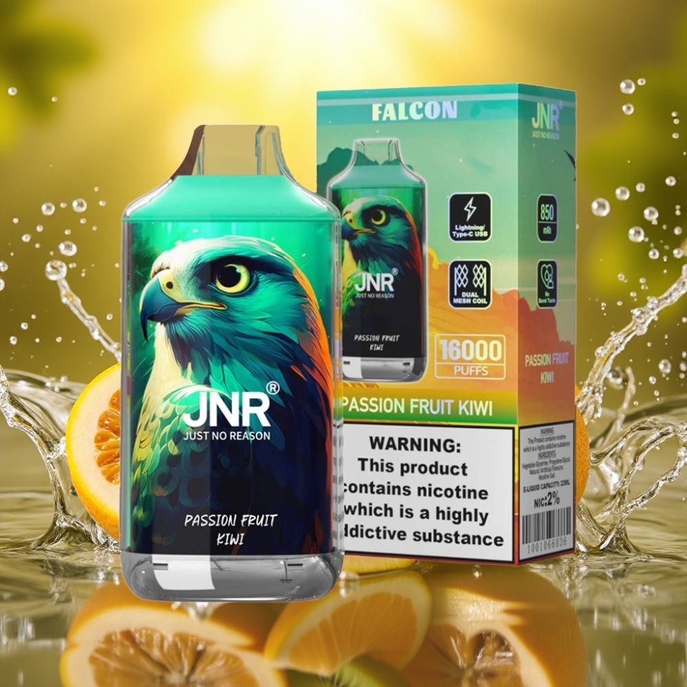 JNR Falcon 16000 Puffs LED Display 850mAh Type C Maracujá Kiwi