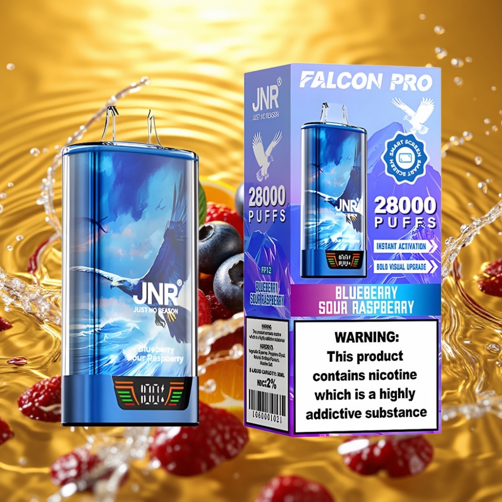 JNR Falcon Pro 28000 30ml 950mAh 5% Smart Display Dual Mesh USB-C MTL Mirtilo Framboesa Azeda