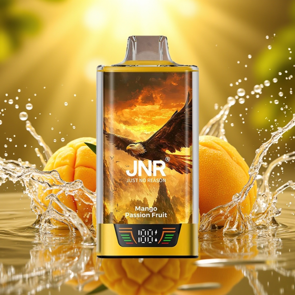 JNR Falcon Pro 28000 Display USB-C Dual Coil 30ml Manga Maracujá Descartável JNR Falcon Pro 28000 Display USB-C Dual Coil 30ml Manga Maracujá Descartável