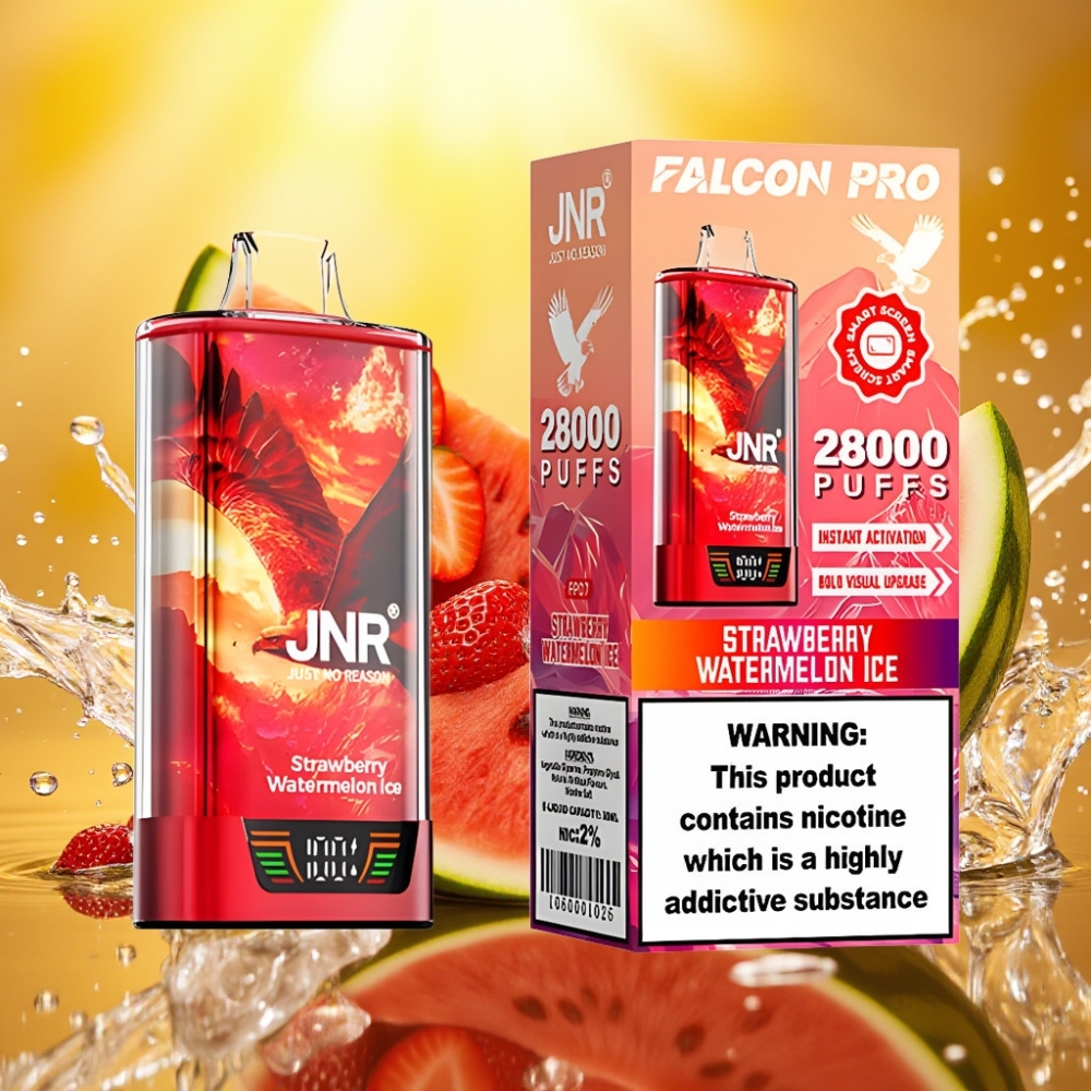 JNR Falcon Pro 28000 Disposable Morango Melancia Gelo 30ml 950mAh 5% Nicotina Display Inteligente Dual Mesh USB-C MTL