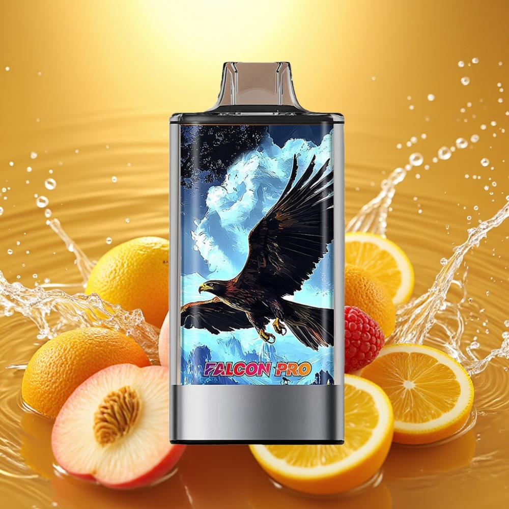 JNR Falcon Pro 28000 Recarregável USB-C Tela Inteligente Coil Duplo MTL Sabor Pêssego Branco Razz