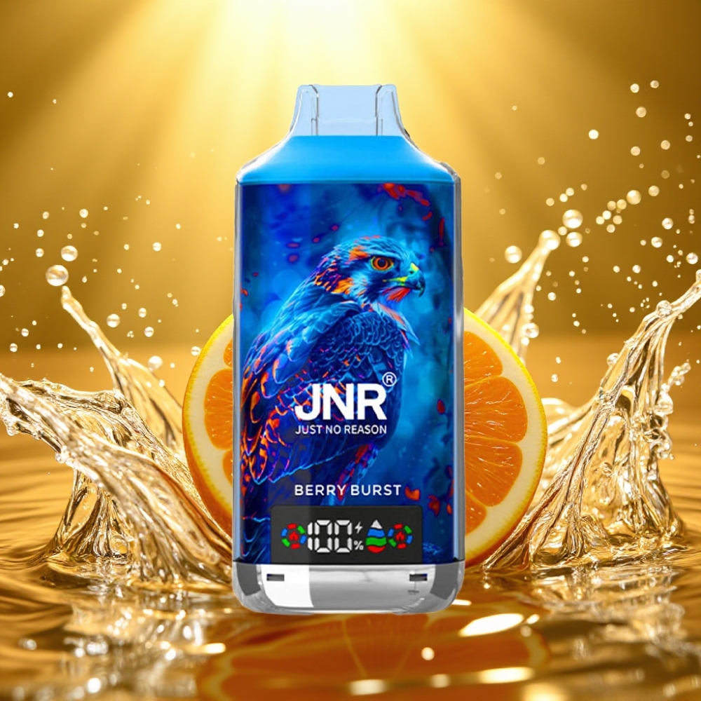 JNR Falcon X 18000 Puffs 24ml 750mAh Dual Mesh Coil Digital Display Type-C Explosão de Frutas Vermelhas