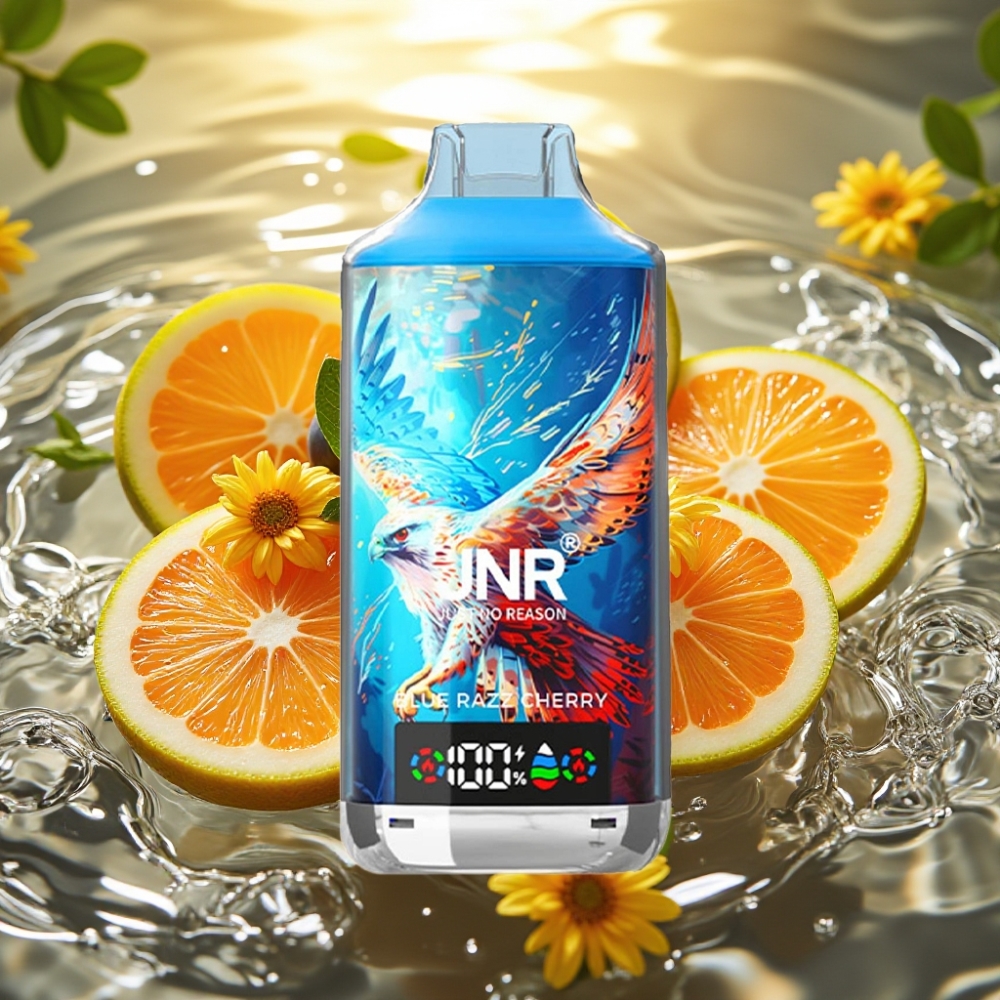 JNR Falcon X 18000 Puffs 750mAh 24ml Dual Mesh Coil Digital Display Type-C Azul Framboesa Cereja