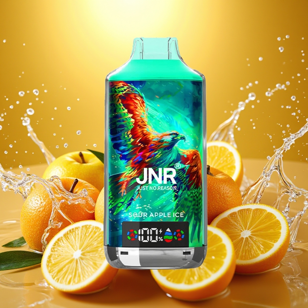 JNR Falcon X 18000 Puffs 750mAh 24ml Dual Mesh Coil Digital Display Type-C Maçã Azeda Gelo