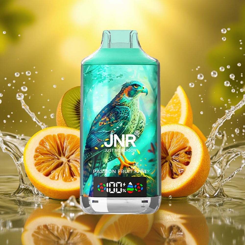 JNR Falcon X 18000 Puffs 750mAh 24ml Dual Mesh Coil Digital Display Type-C Maracujá Kiwi