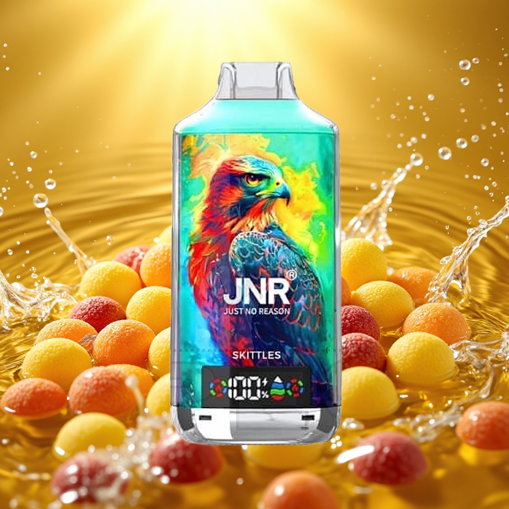 JNR Falcon X 18000 Puffs Digital Display Type-C Skittles (Arco-Íris) Dual Mesh Coil 24ml