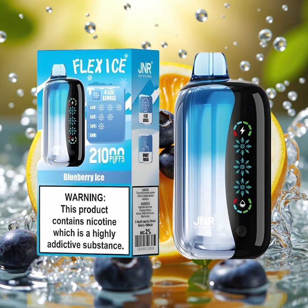 JNR Flex Ice 21000 Puffs Toque Gelo Ajustável Ar Personalizado Dual Mesh Mirtilo Gelo