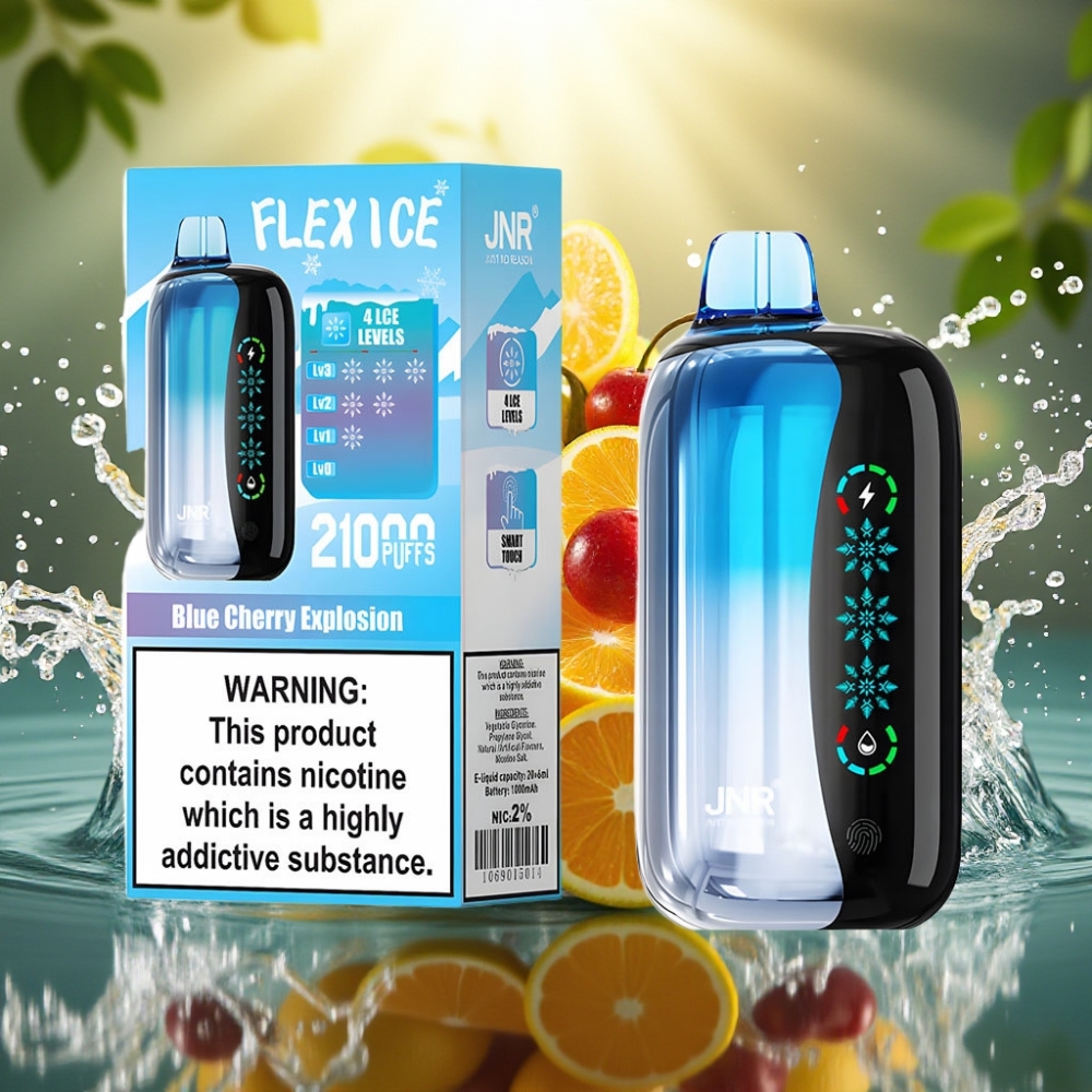 JNR Flex Ice 21000 Puffs Touch Screen Airflow Ajustável Gelo Explosão Cereja Azul