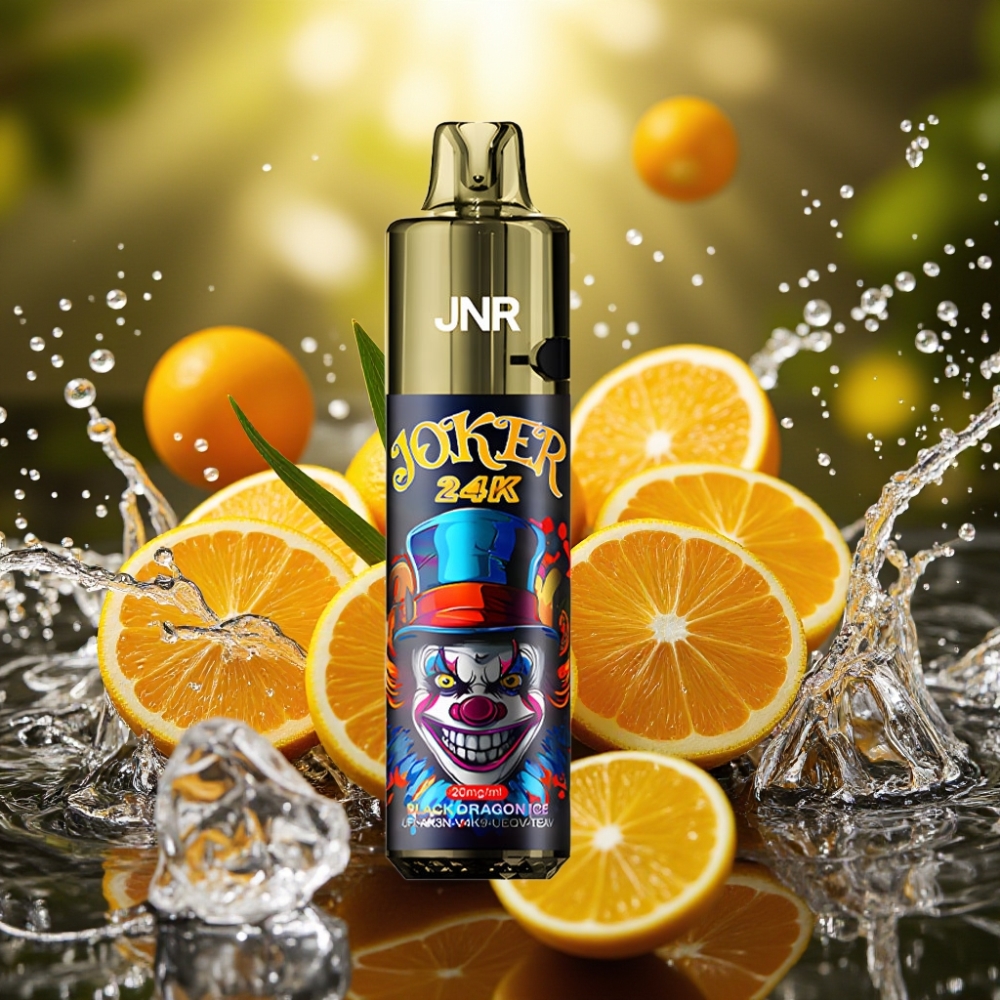 JNR Joker 24K Puffs Recarregável Pod 2+10ml Nível Visível 800mAh Tipo-C Dragão Negro Gelo