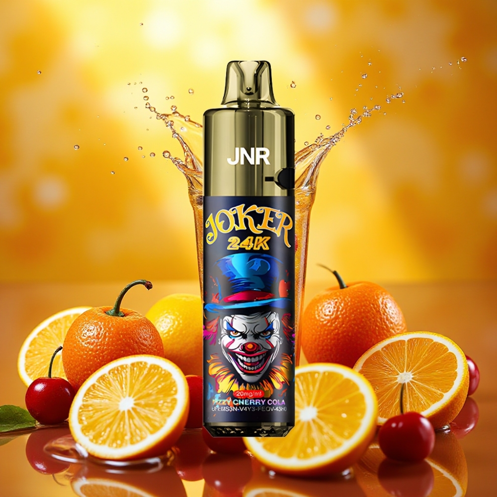 JNR Joker 24K Puffs Recarregável Refil Lateral Visível 800mAh Tipo-C Cereja Cola Fizz