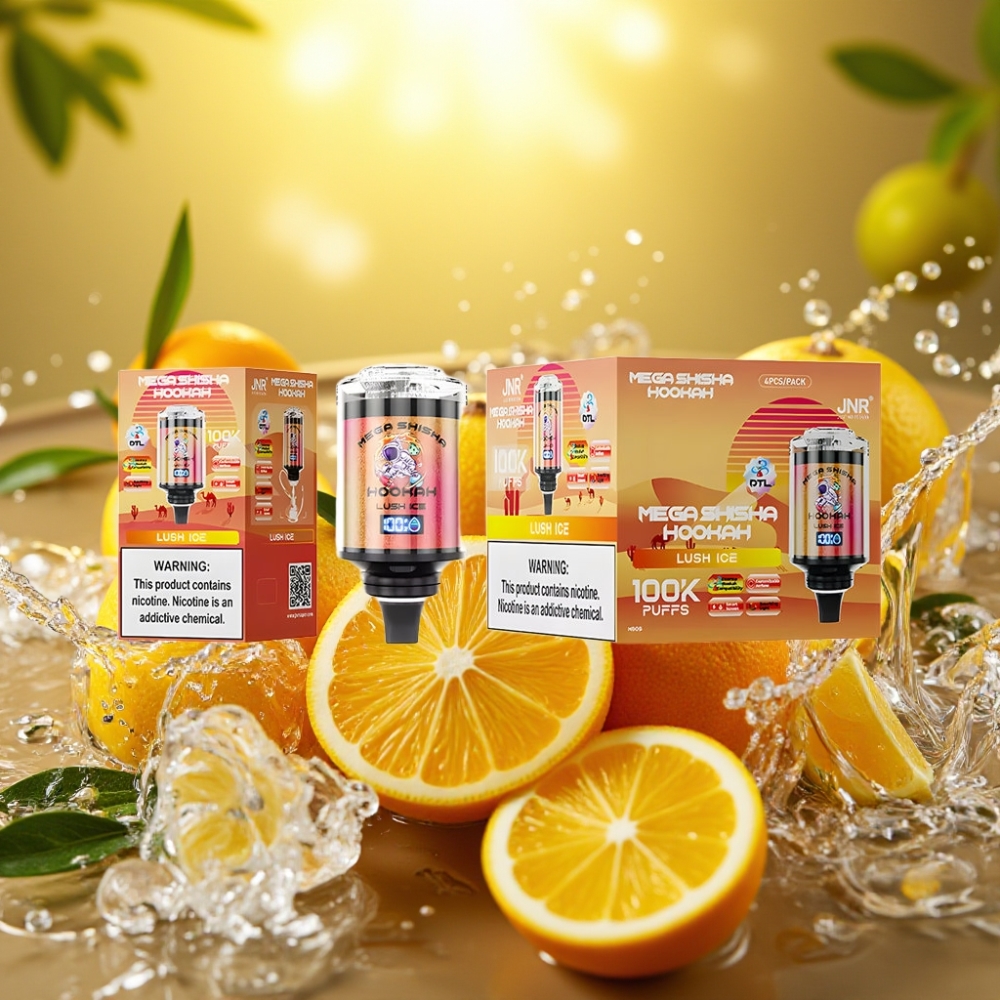 JNR Mega Shisha Hookah 100K 60mL 2200mAh Tipo-C Tela Inteligera Fluxo Ajustável Gelo Refrescante