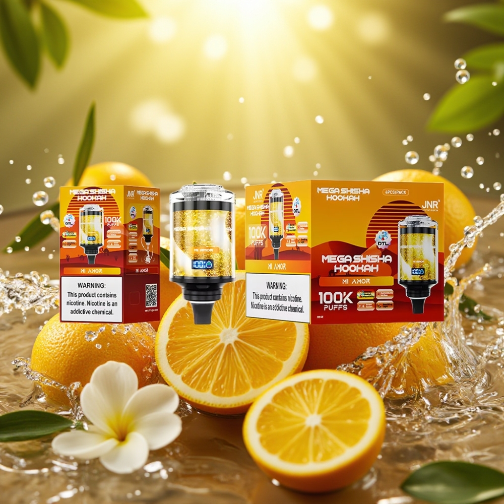 JNR Mega Shisha Hookah 100K 70.2mm×270mm×143.2mm 60ml 2200mAh Type-C Smart Screen Ajustável Meu Amor