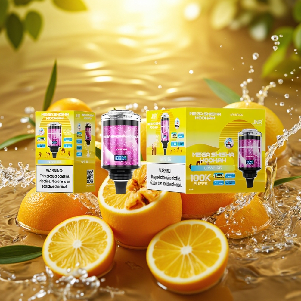 JNR Mega Shisha Hookah 100K Desktop 70,2×270×143,2mm 60ml 2200mAh Tipo-C Luz Tela Amor 66