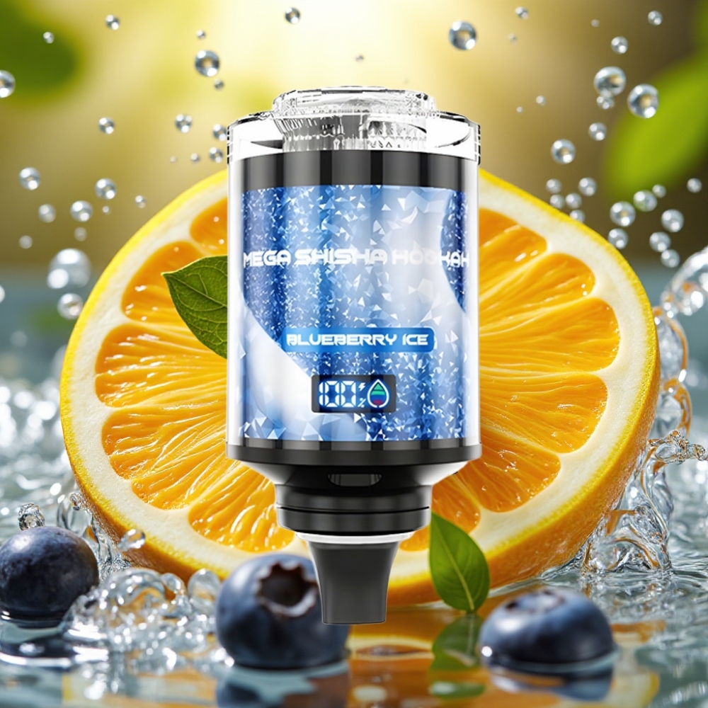 JNR Mega Shisha Hookah 100K Desktop Compatível Mirtilo Gelo Tela Inteligera Fluxo de Ar Ajustável Bateria 2200mAh