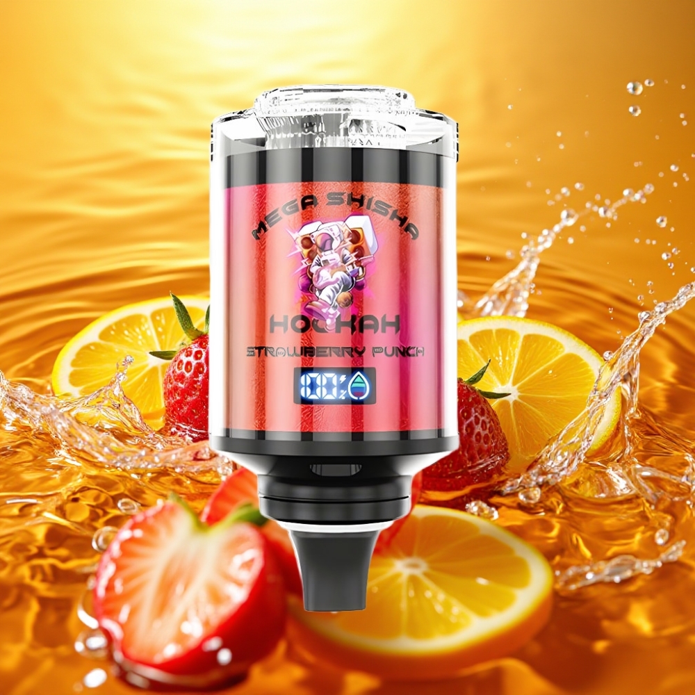 JNR Mega Shisha Hookah 100K Desktop Compatível Morango Punch 70.2mm×270mm×143.2mm 60ml 2200mAh Tipo-C Tela Inteligênte Fluxo Ajustável