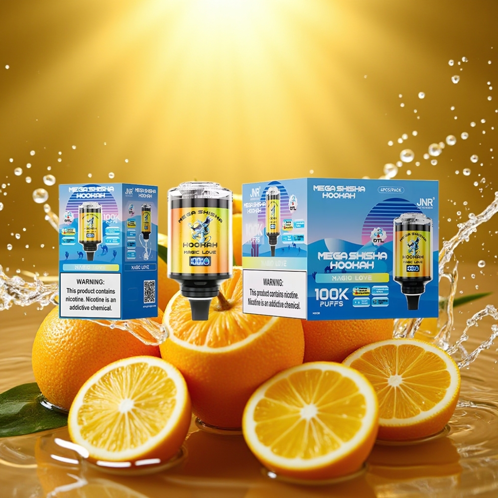 JNR Mega Shisha Hookah 100K Desktop Compatibilidade 60ml 2200mAh Tipo-C Luz Interativa Tela Inteligente Fluxo Ajustável Amor Mágico